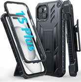 iPhone 15 Plus Case: Military Grade Rugged Phone Cover with Belt-Clip Holster and Built-in Screen Protector